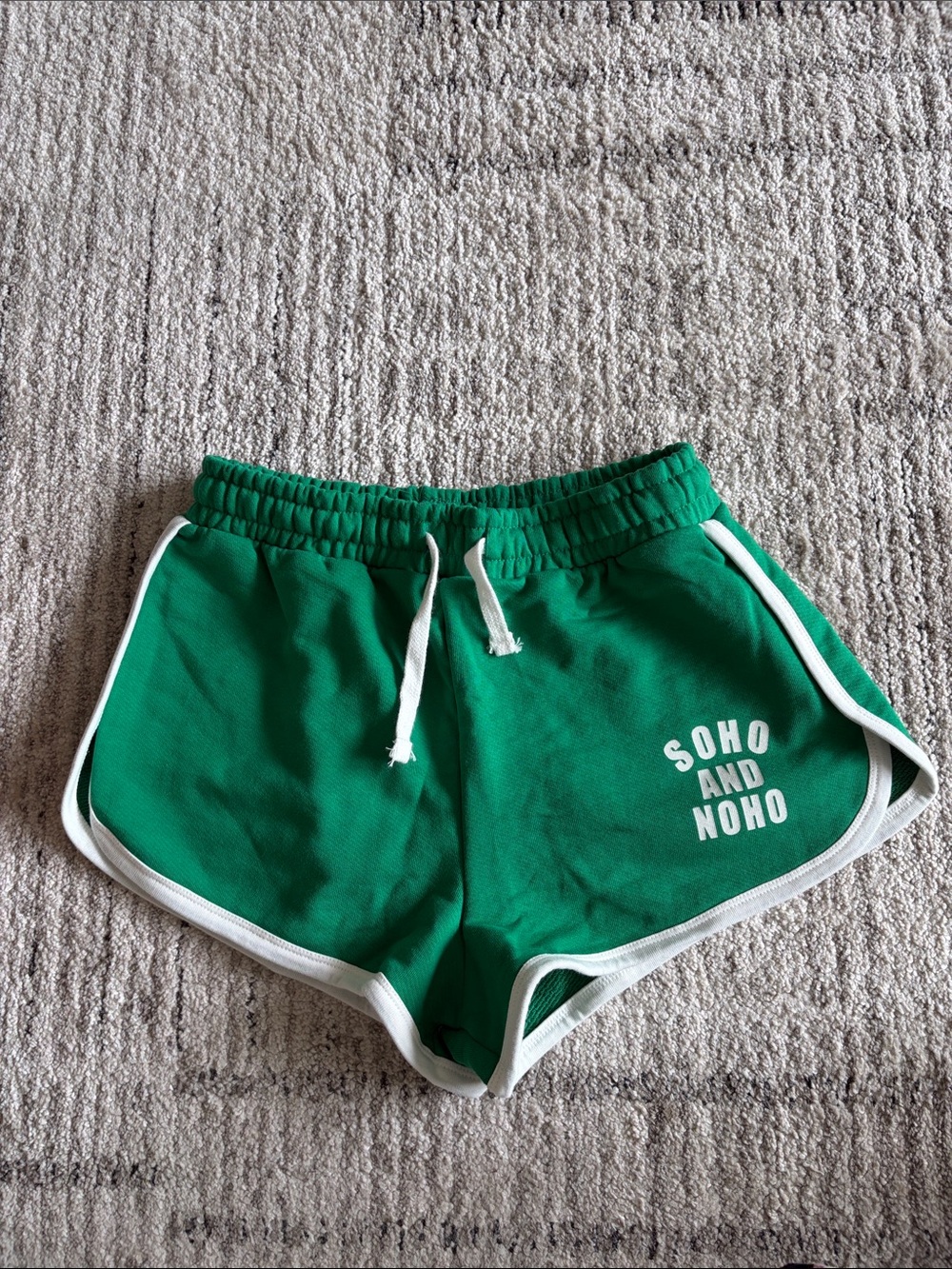 Zara Green Athletic Drawstring Shorts with White Trim